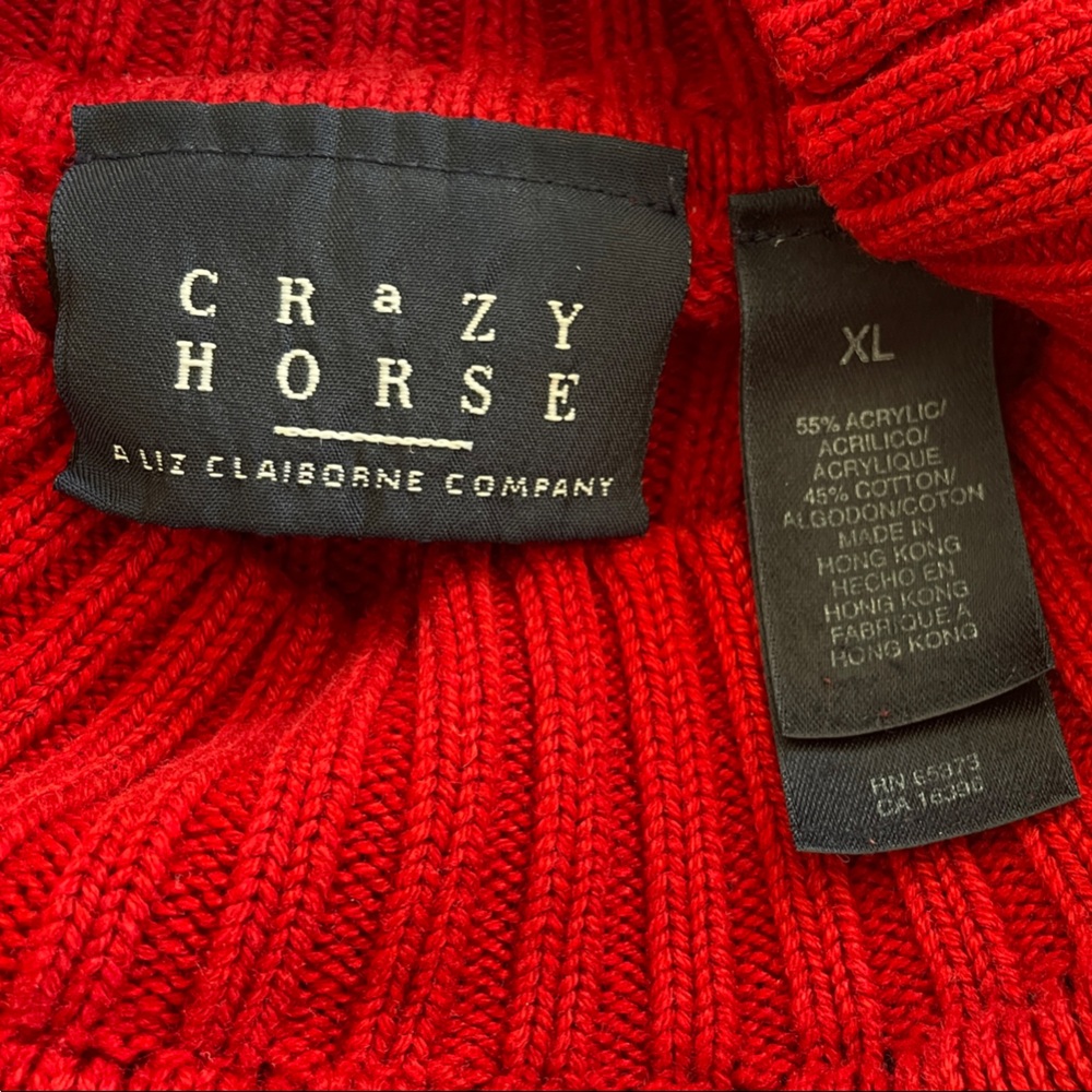 Crazy Horse Liz Claiborne Sz XL Women's Red Argyle Sweater - Picture 2 of 3